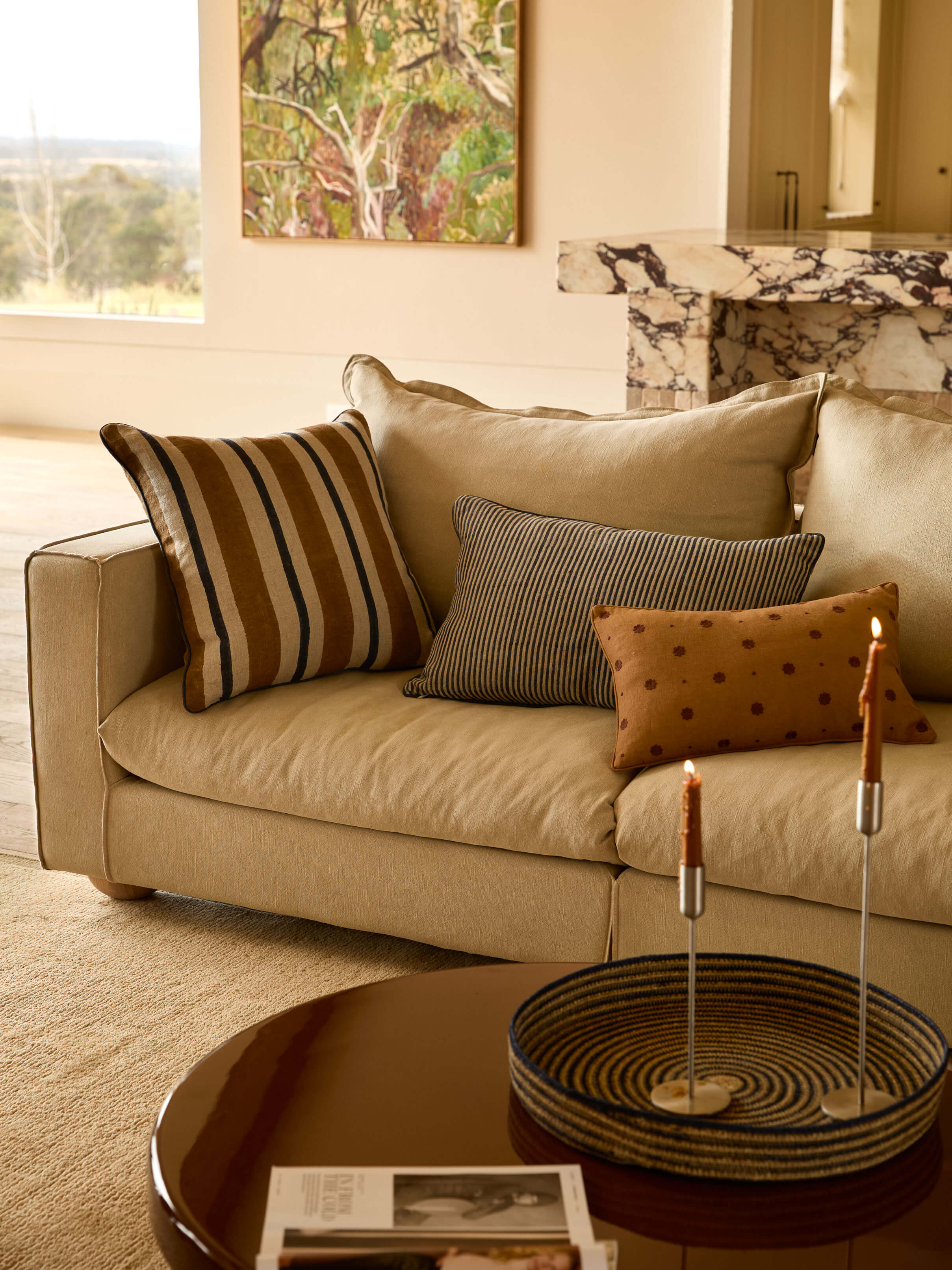 Bonita Toffee Pure Linen Cushion