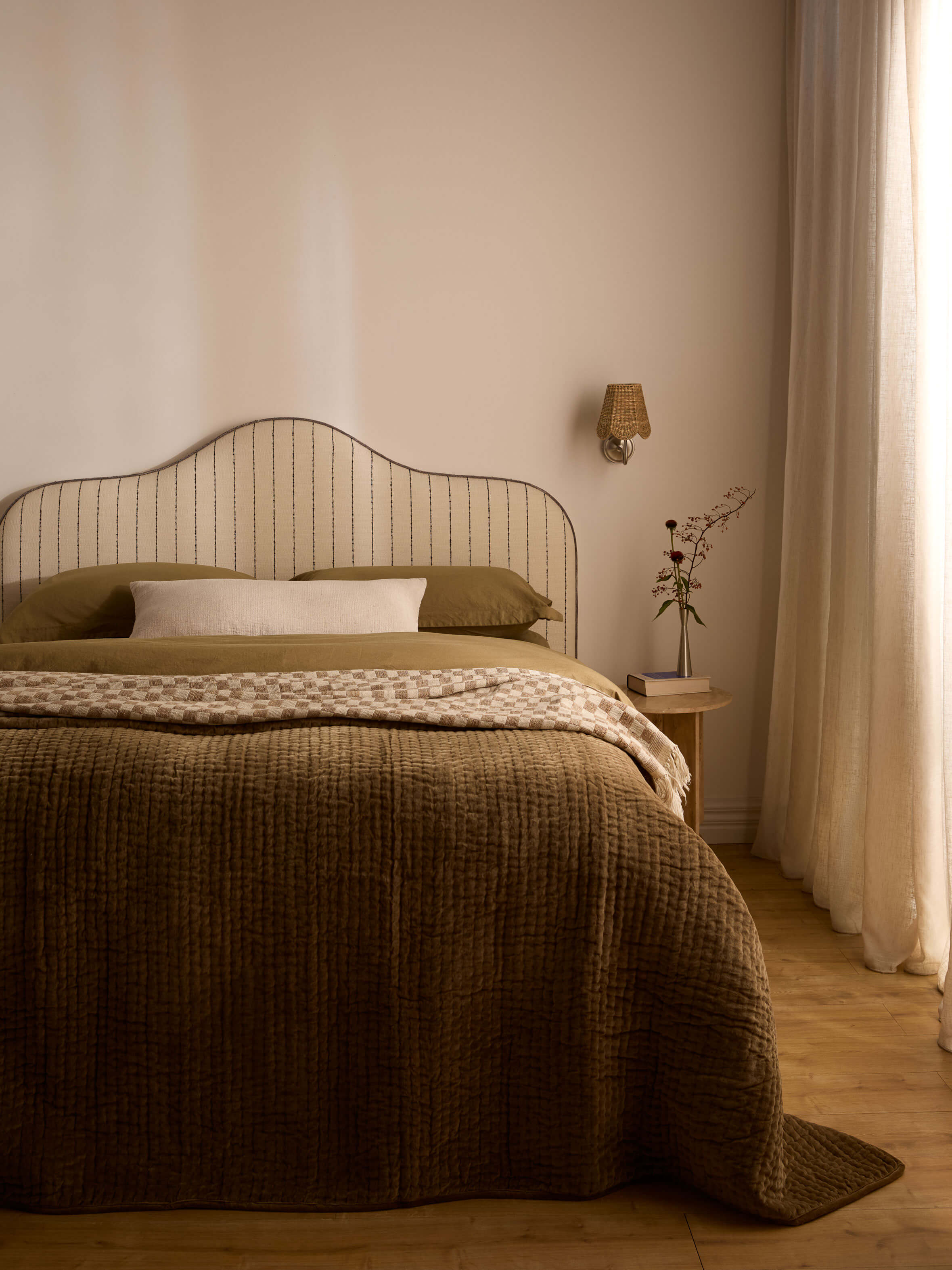 Ava Nougat Pure Linen Lumbar Cushion