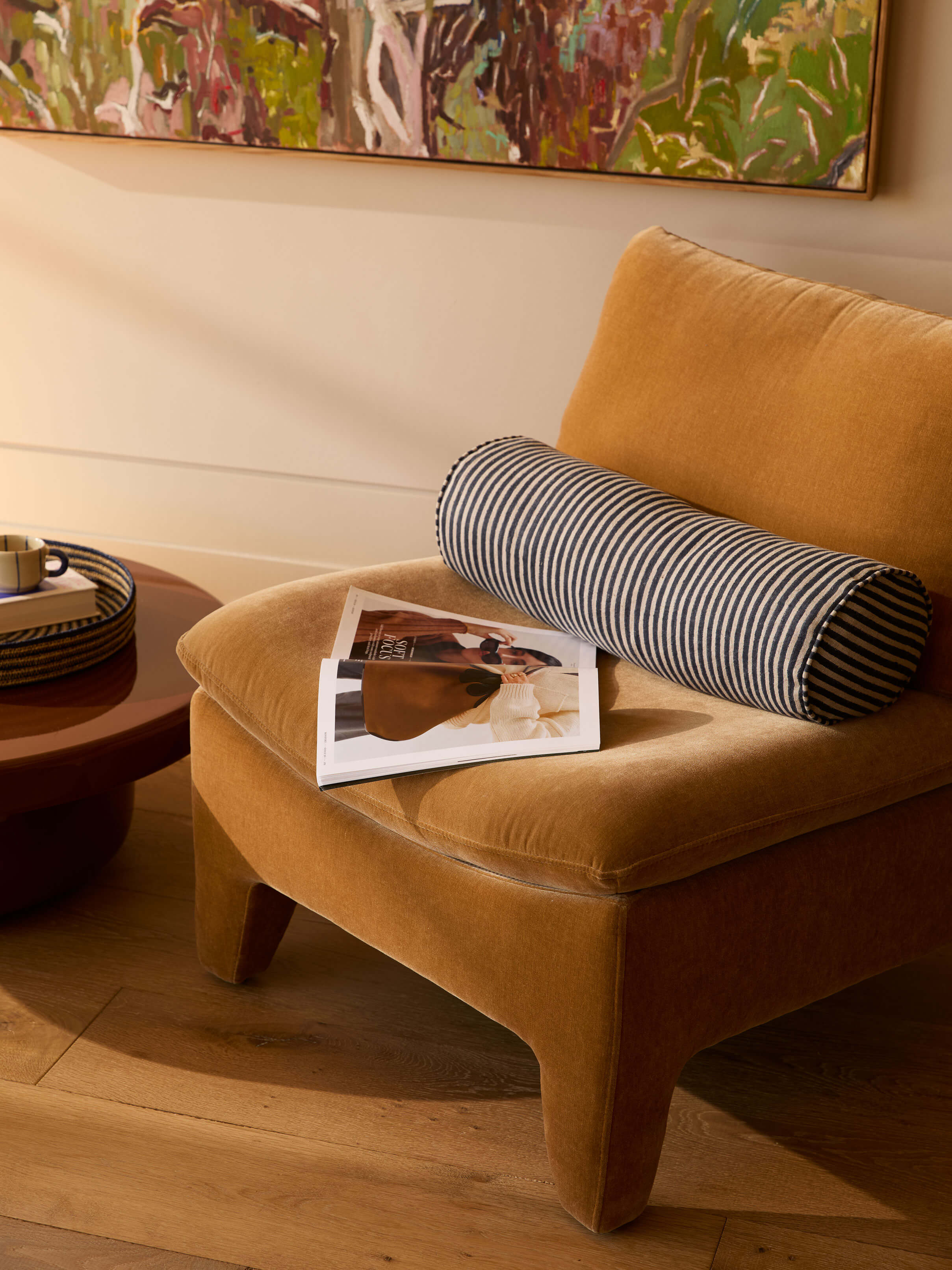 Margot Indigo Linen Bolster Cushion