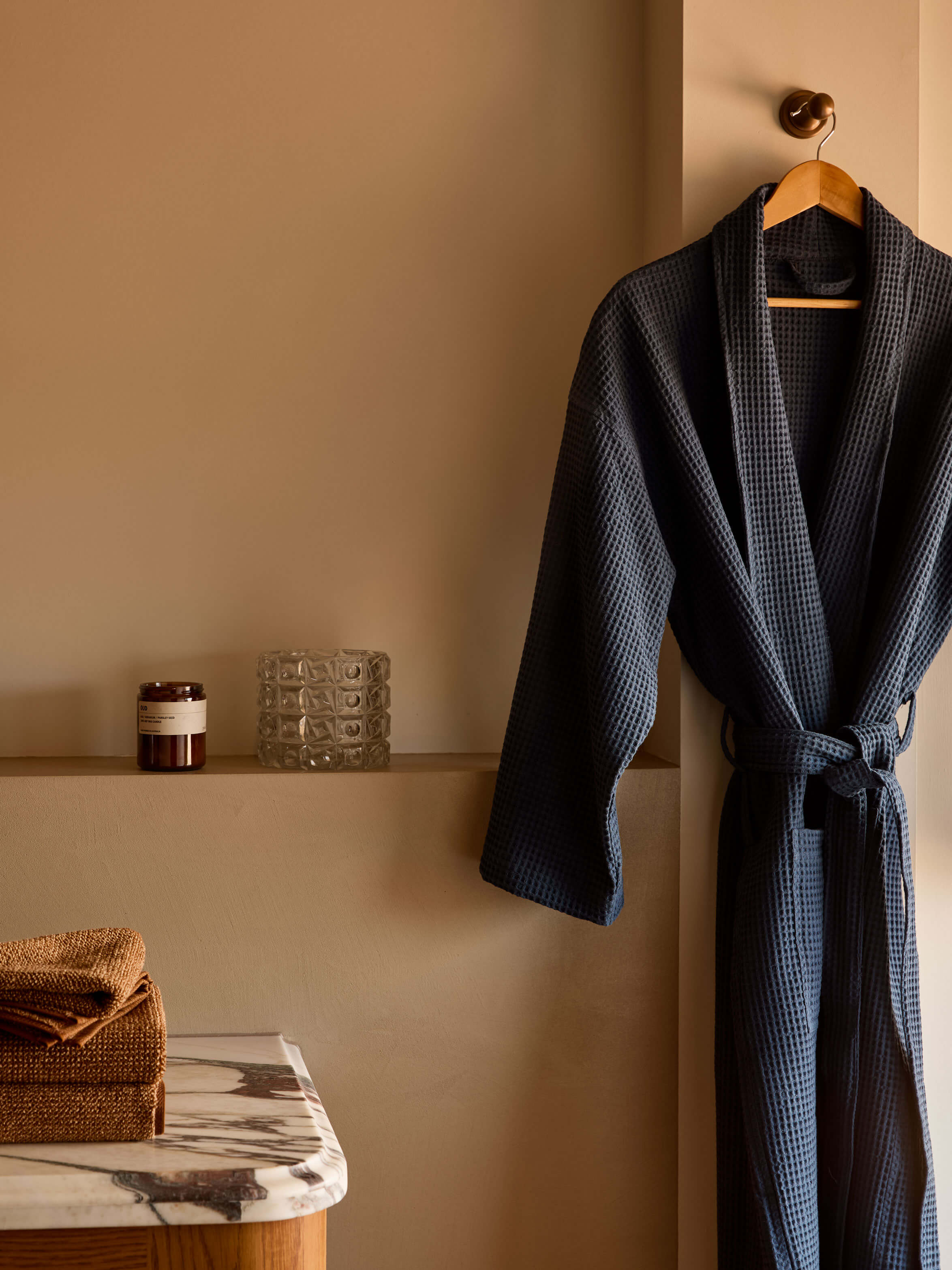 Spa Indigo Waffle Bathrobe
