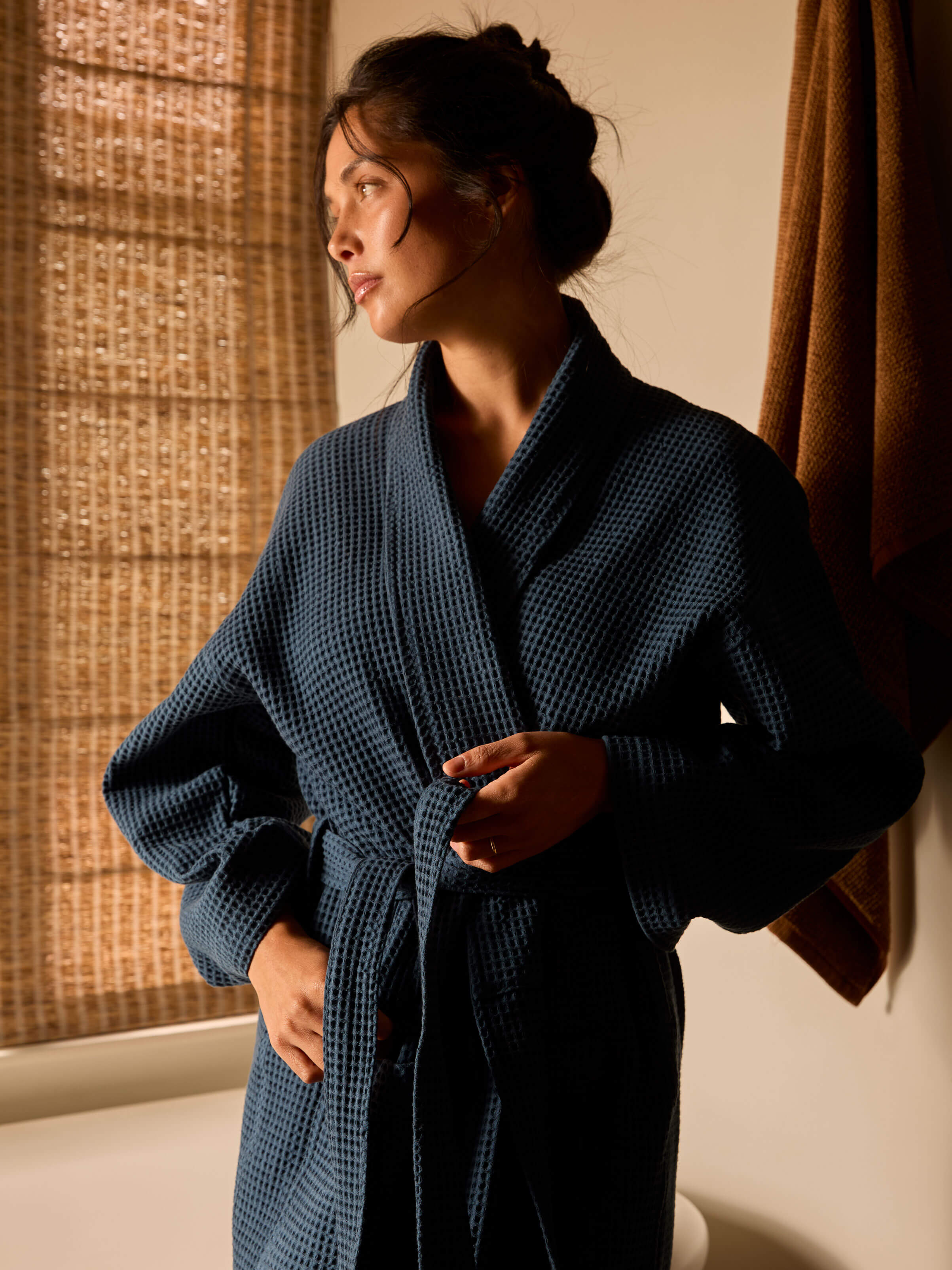 Spa Indigo Waffle Bathrobe