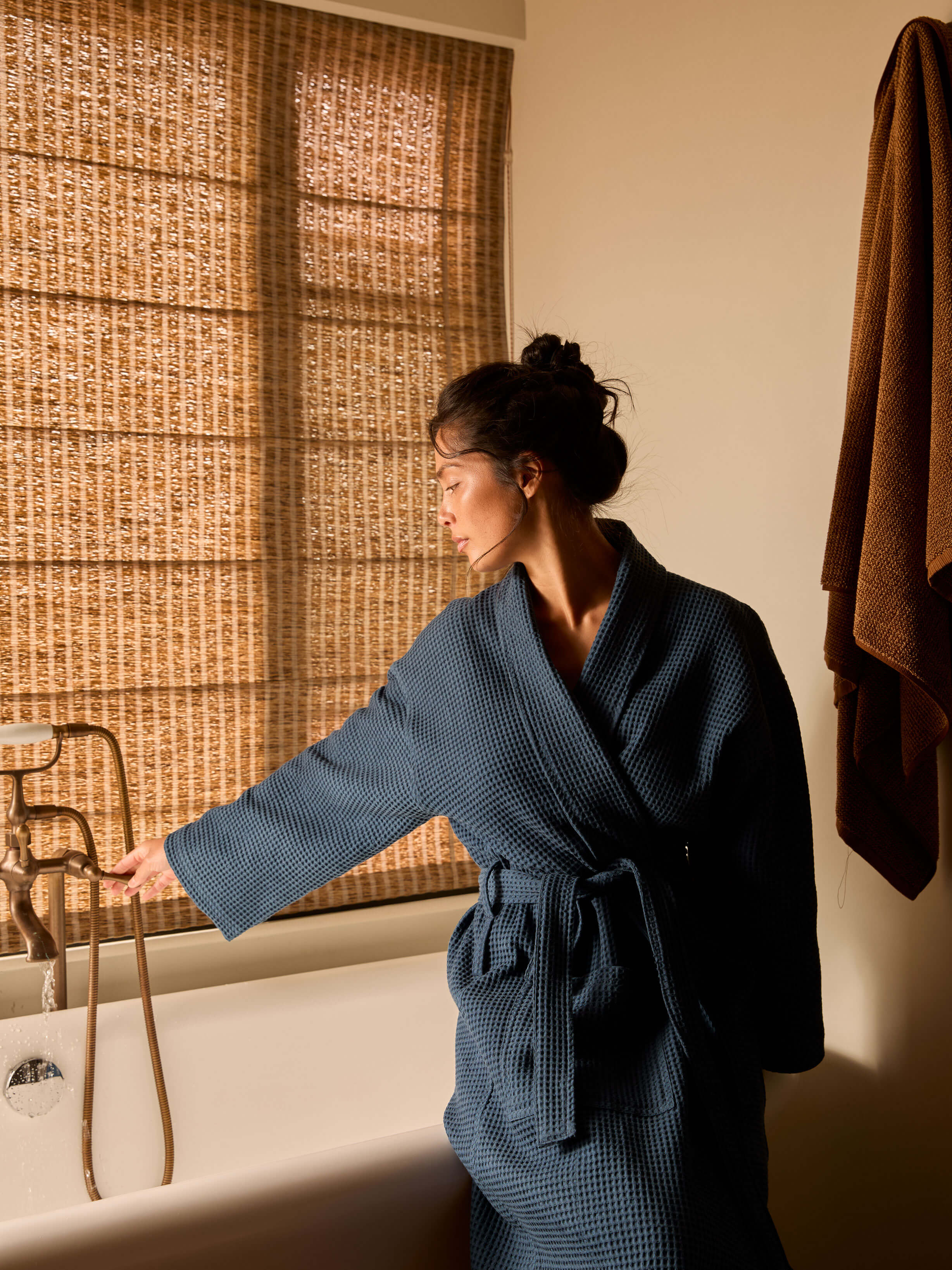 Spa Indigo Waffle Bathrobe