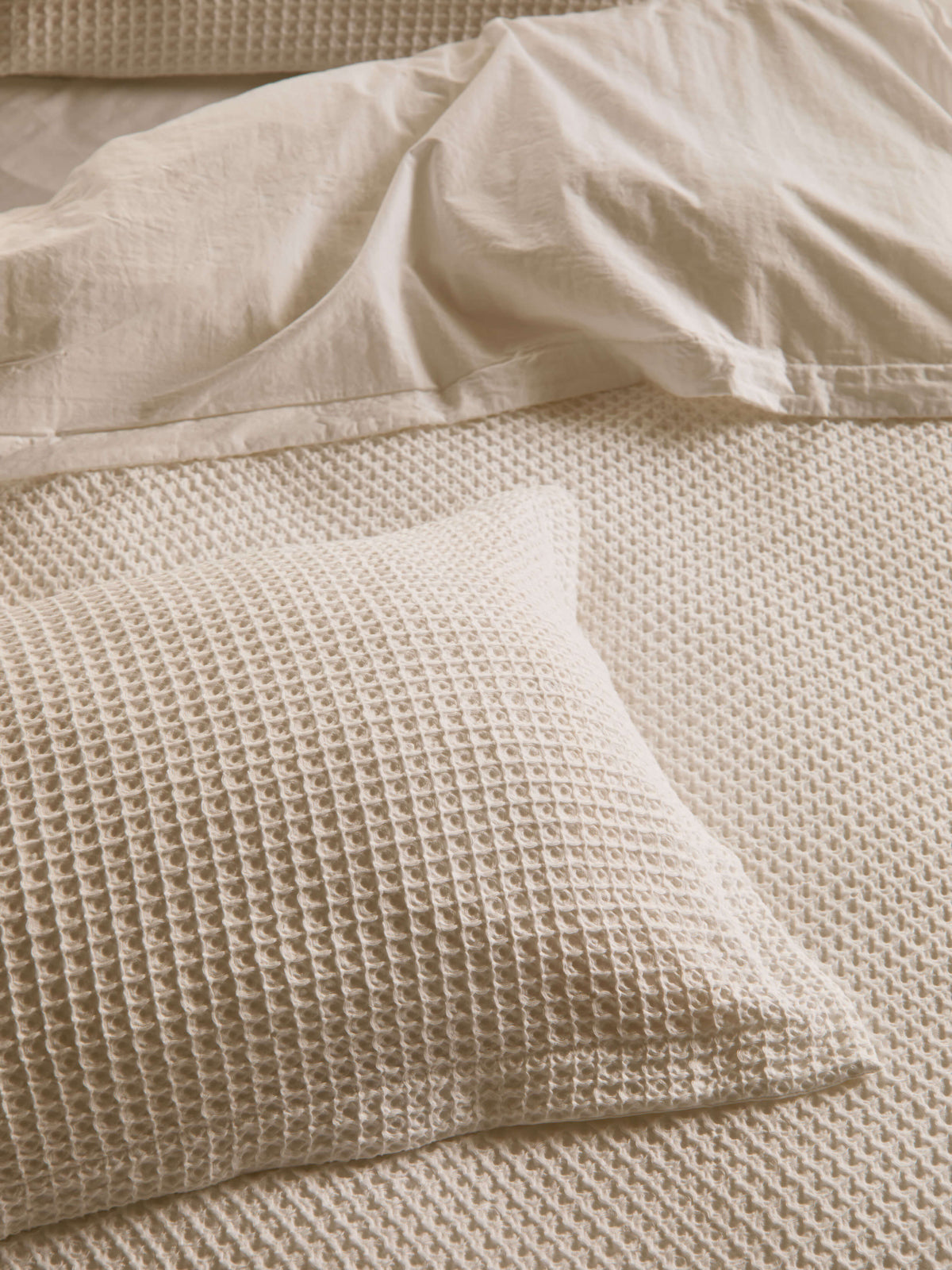 Laila White Organic Cotton Waffle Duvet Cover Set