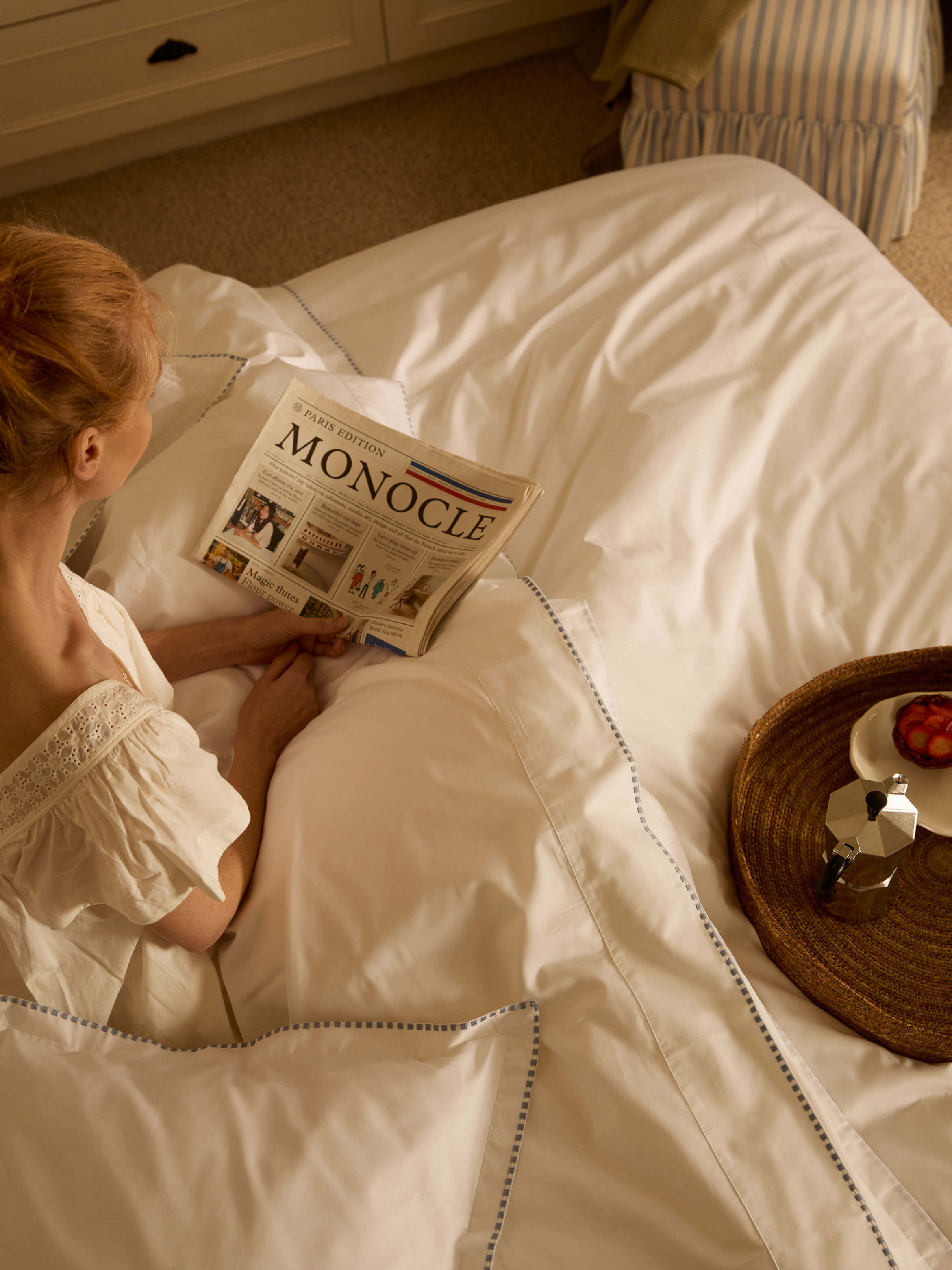 Florian French Blue Egyptian Cotton Sheet Set