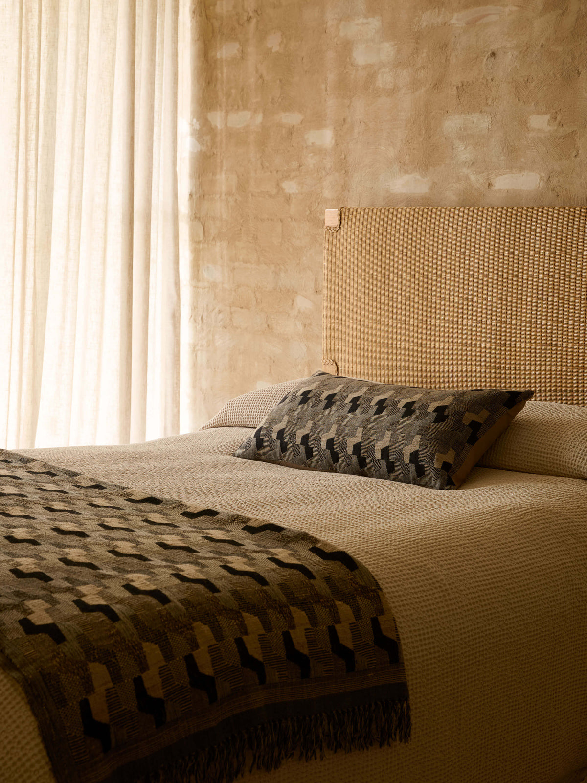 Lisbon Raffia Waffle Cotton Blanket