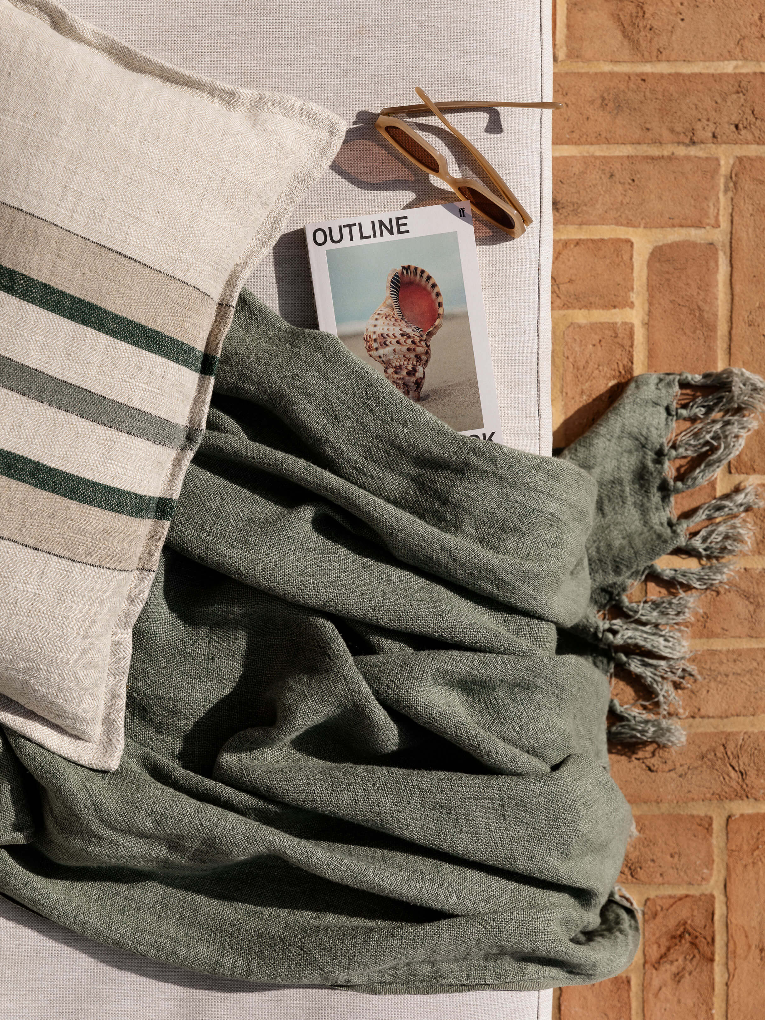 Buy Luxury Handmade Green Linen Throws Blankets Online