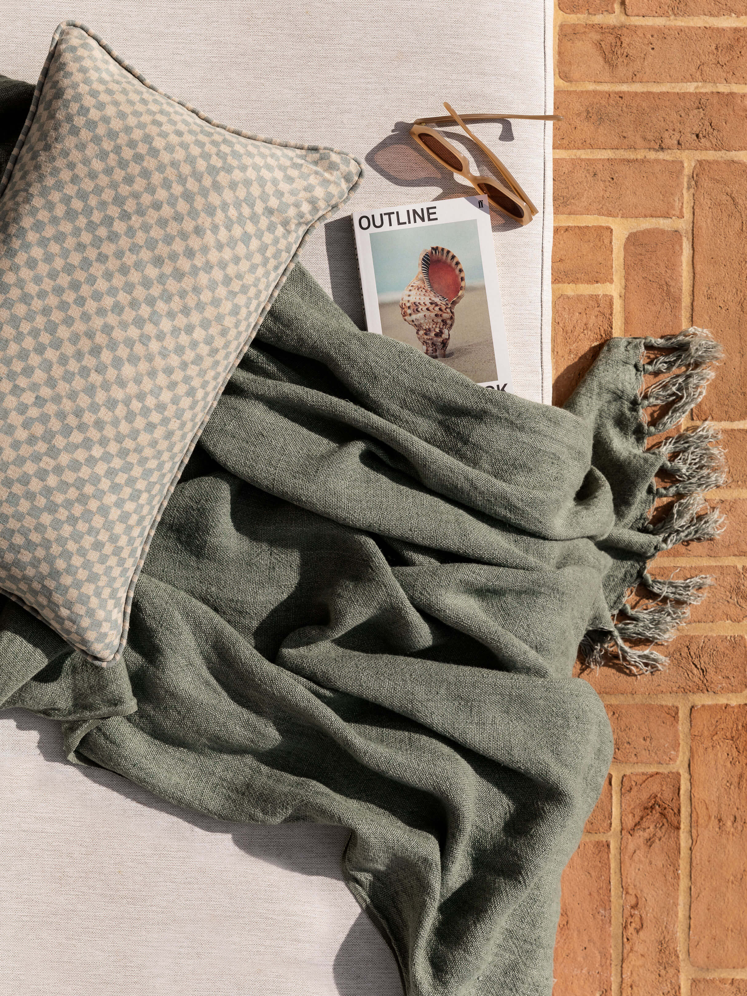 Buy Luxury Handmade Green Linen Throws Blankets Online