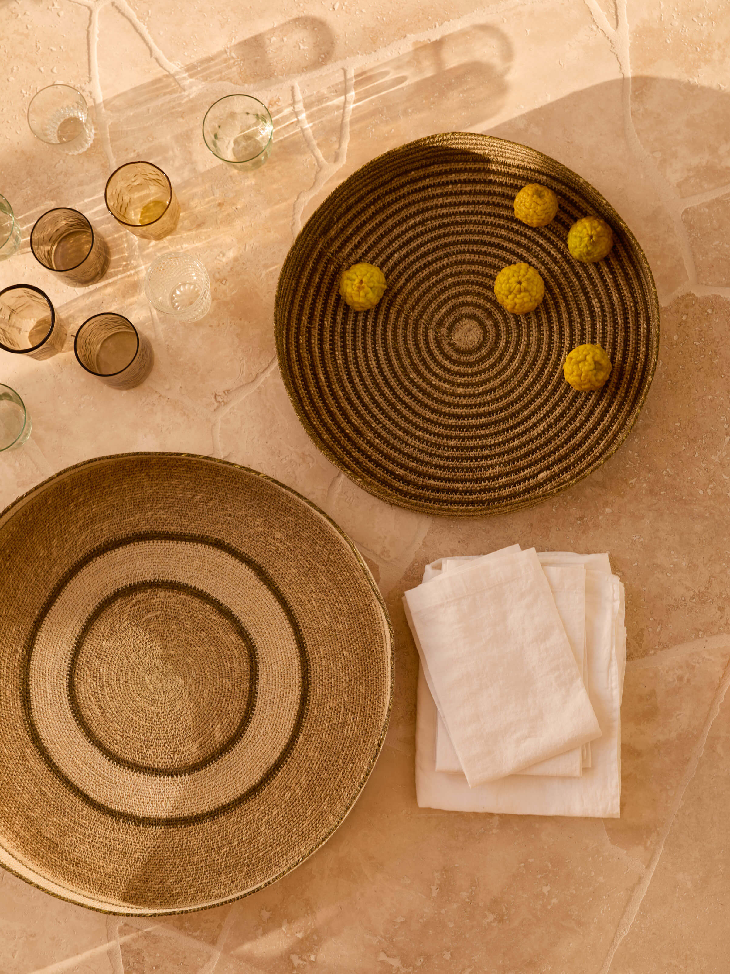 Sabine Khaki Woven Tray Duo