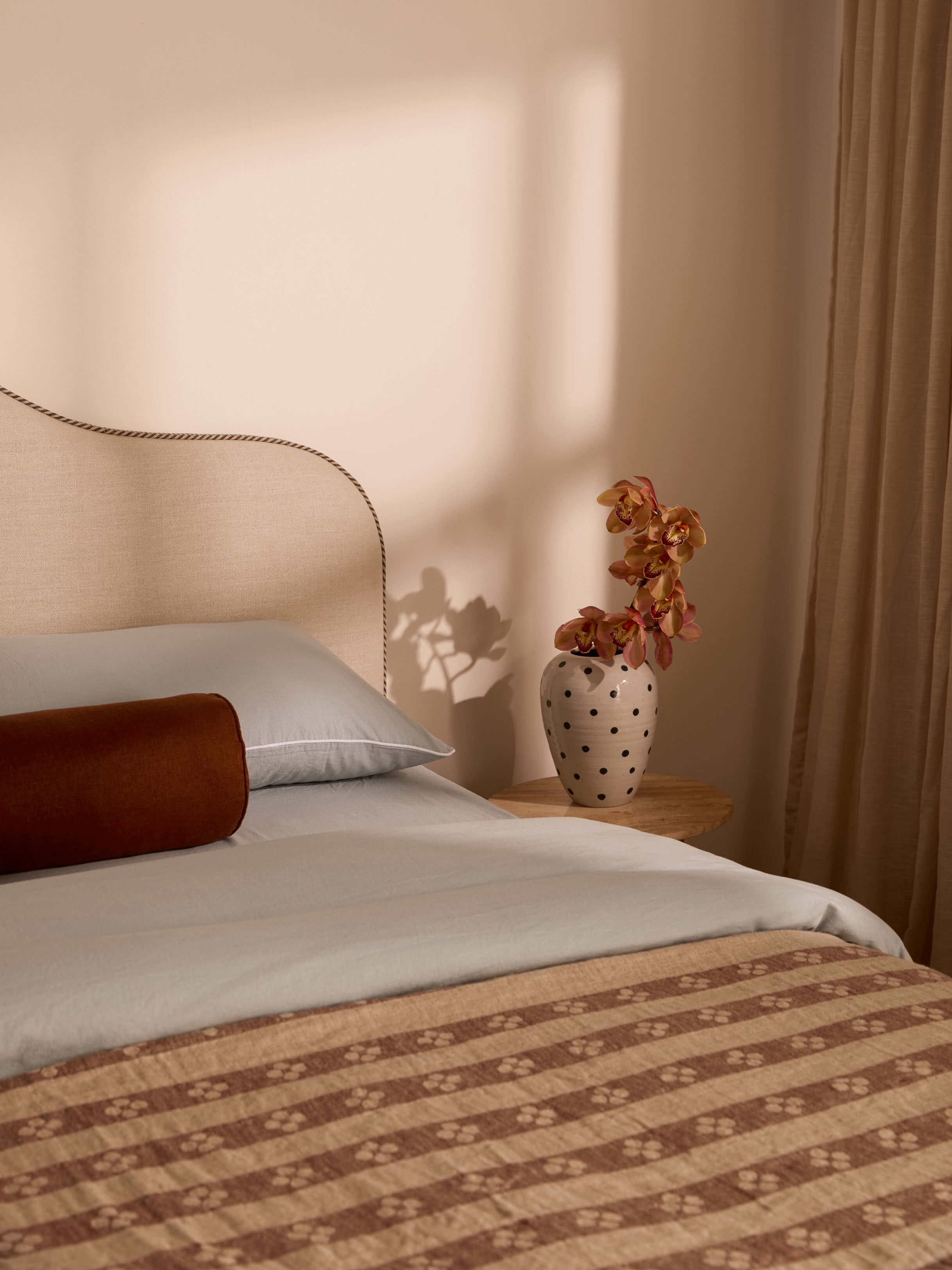 Mae Maple Pure Linen Bolster Cushion