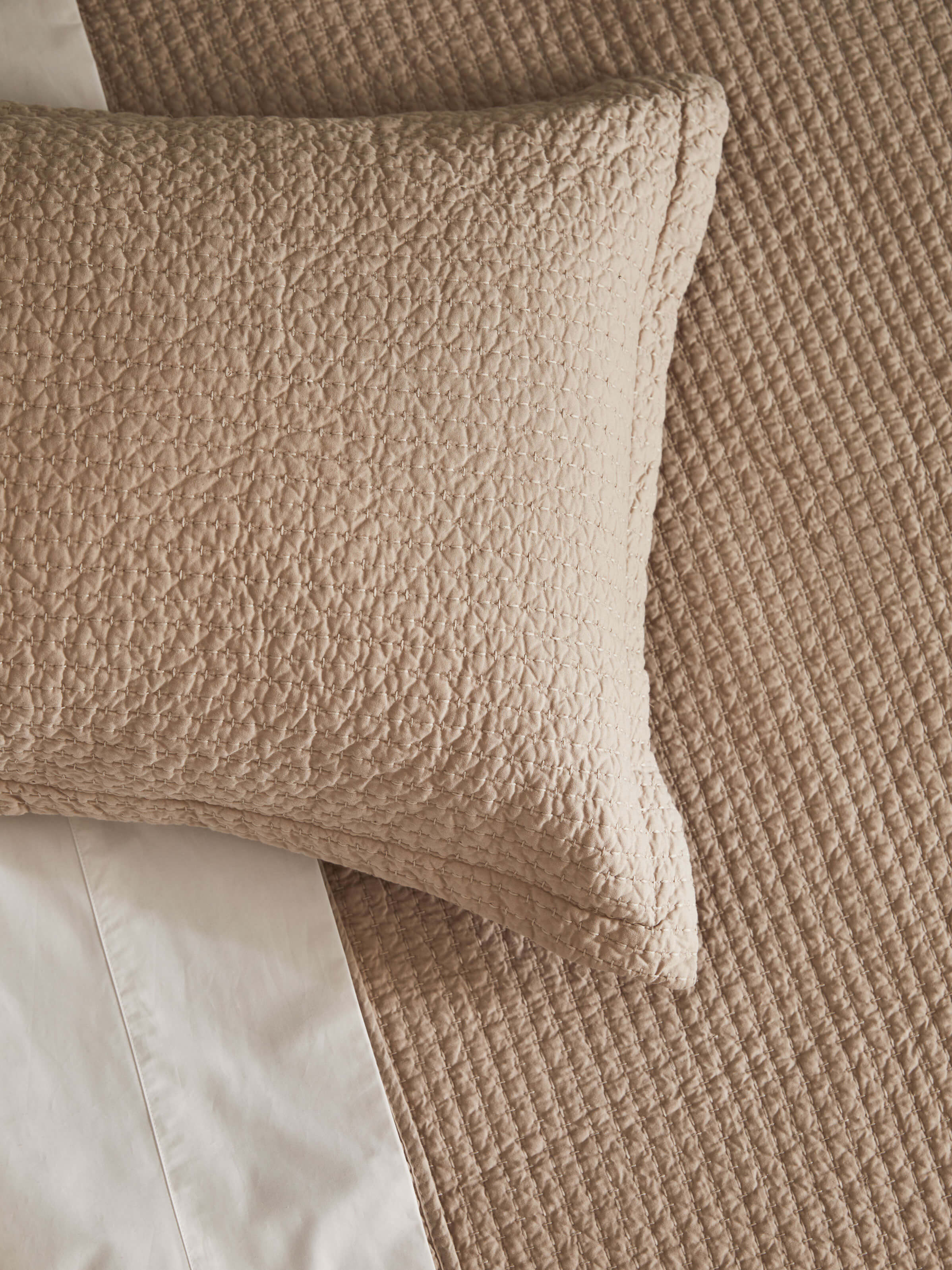 Aspen Oatmeal Pure Cotton Quilted Pillowcases