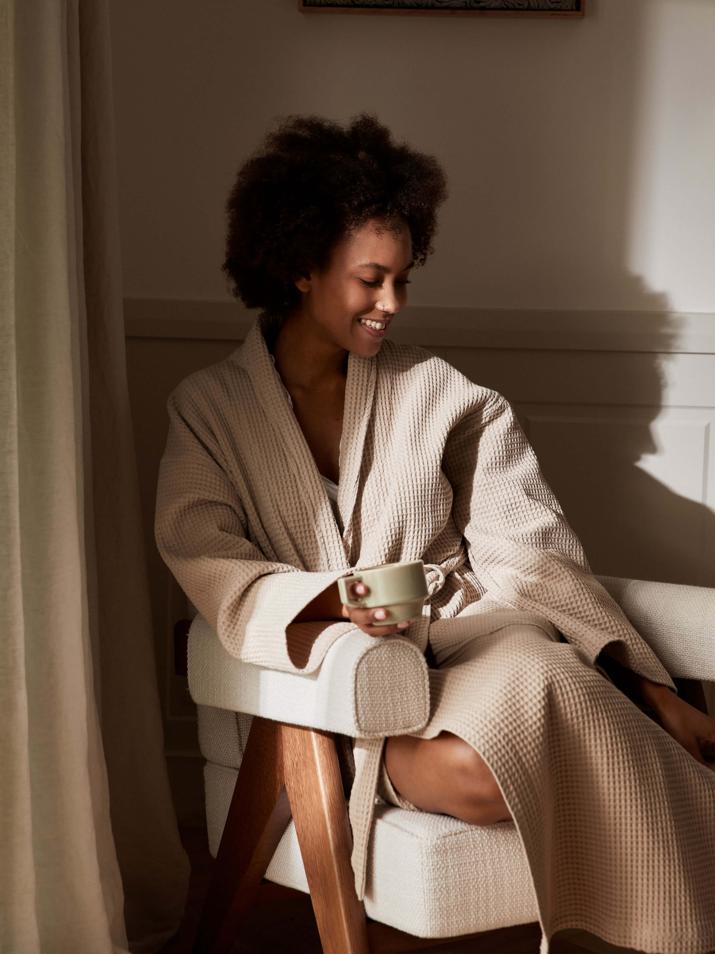 Spa Oatmeal Waffle Bathrobe