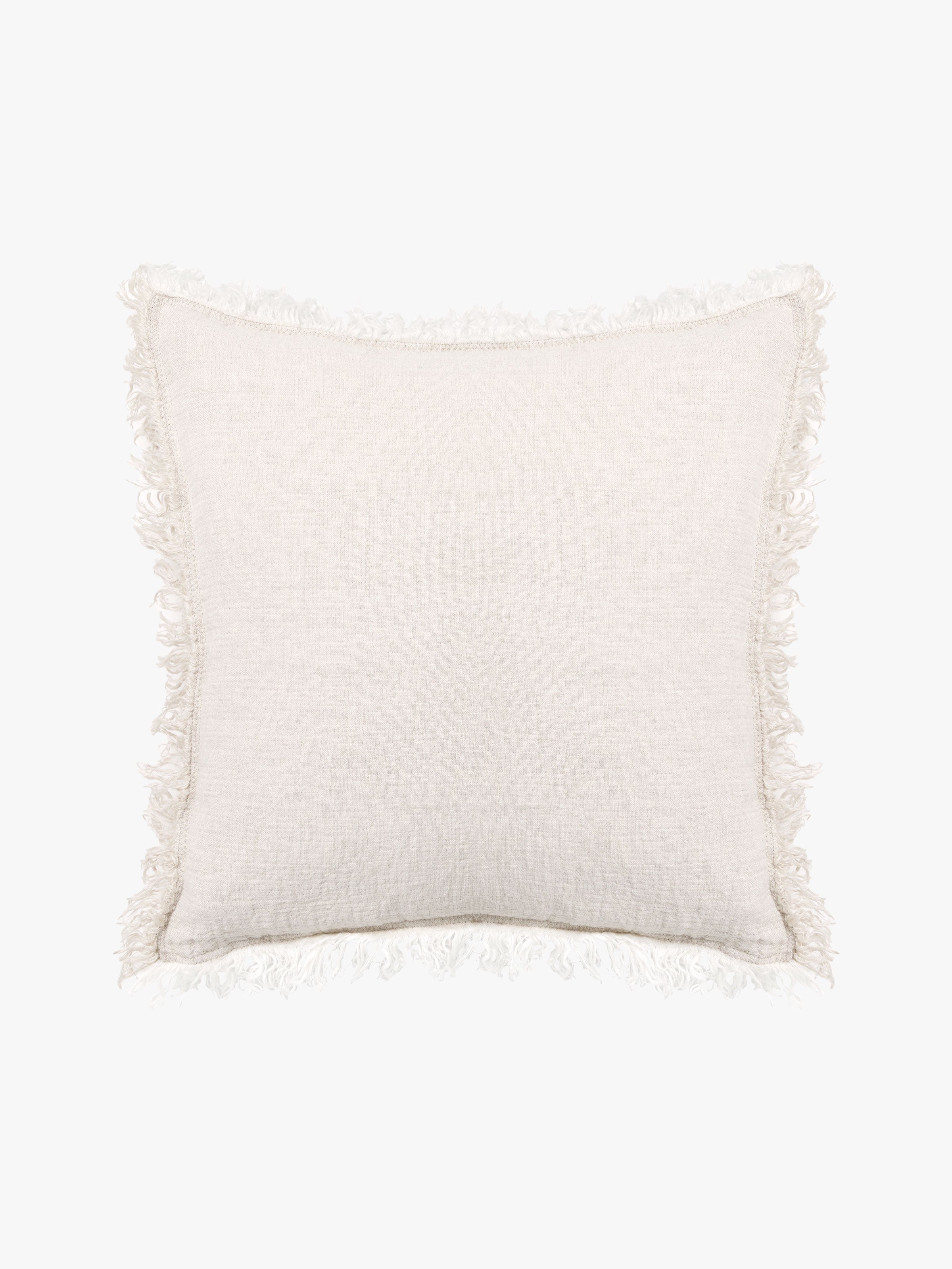 Ava Nougat Fringed Pure Linen Cushion