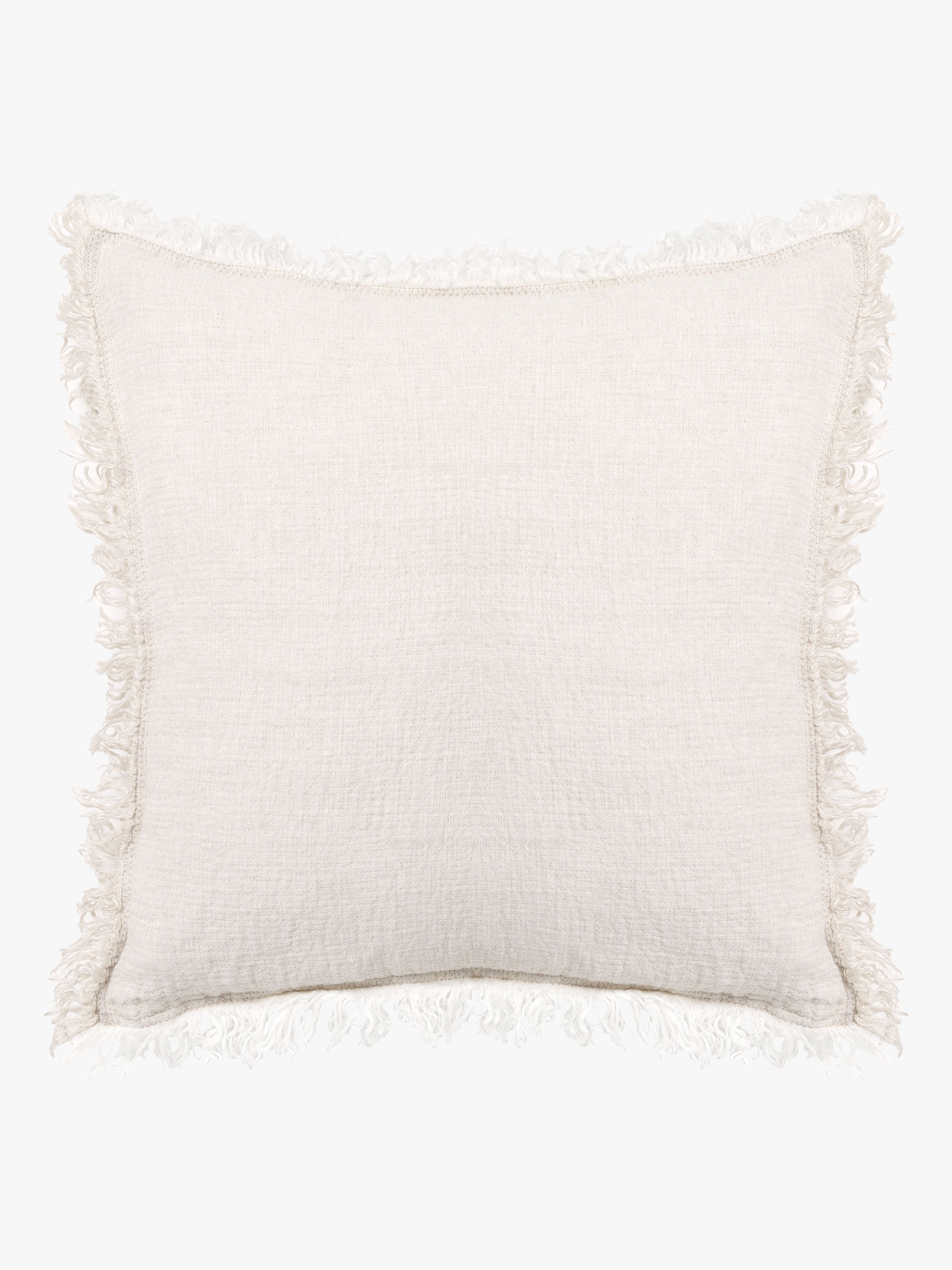 Ava Nougat Fringed Pure Linen Cushion