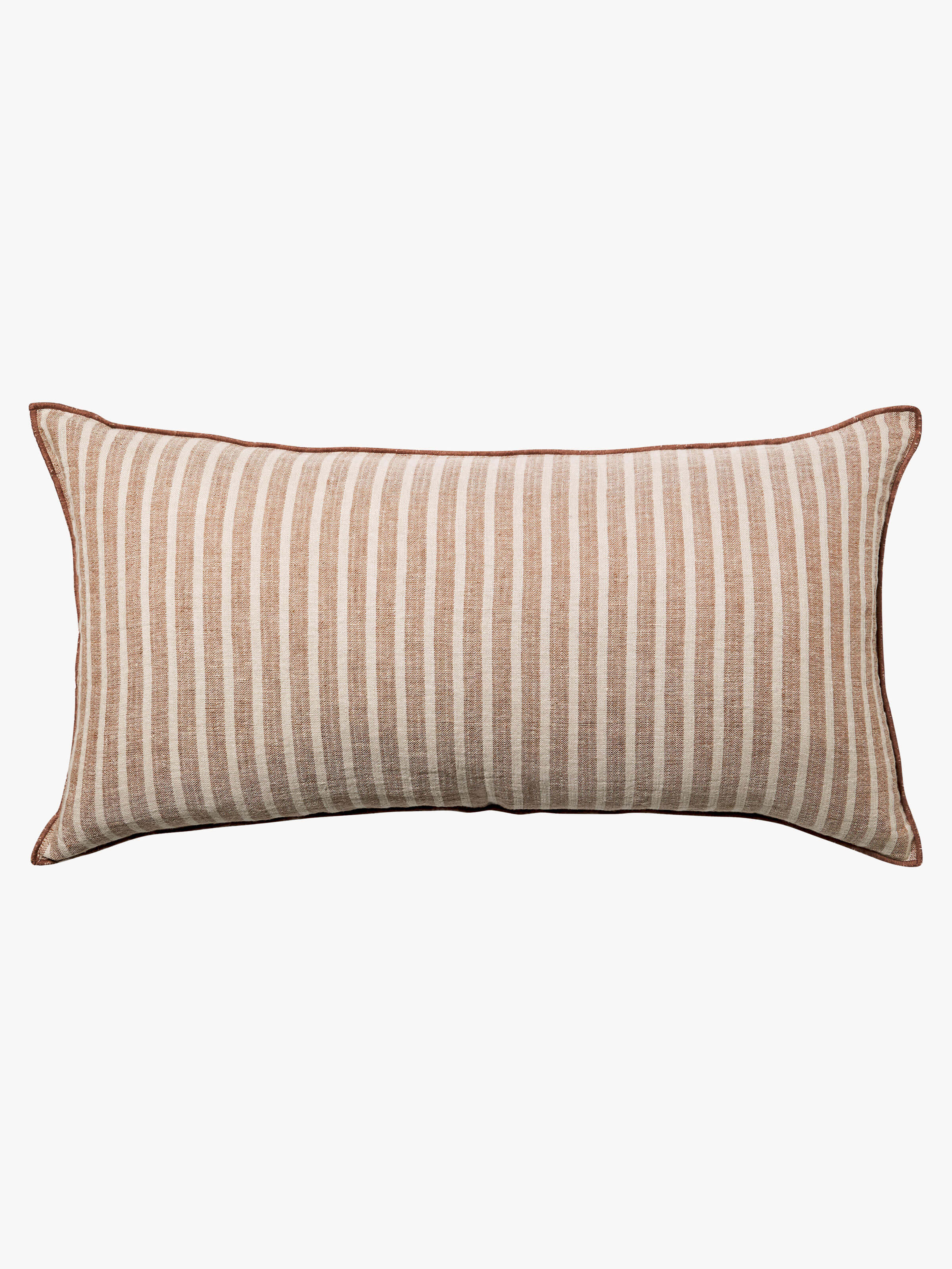 Ava Toffee Stripe Pure Linen Lumbar Cushion