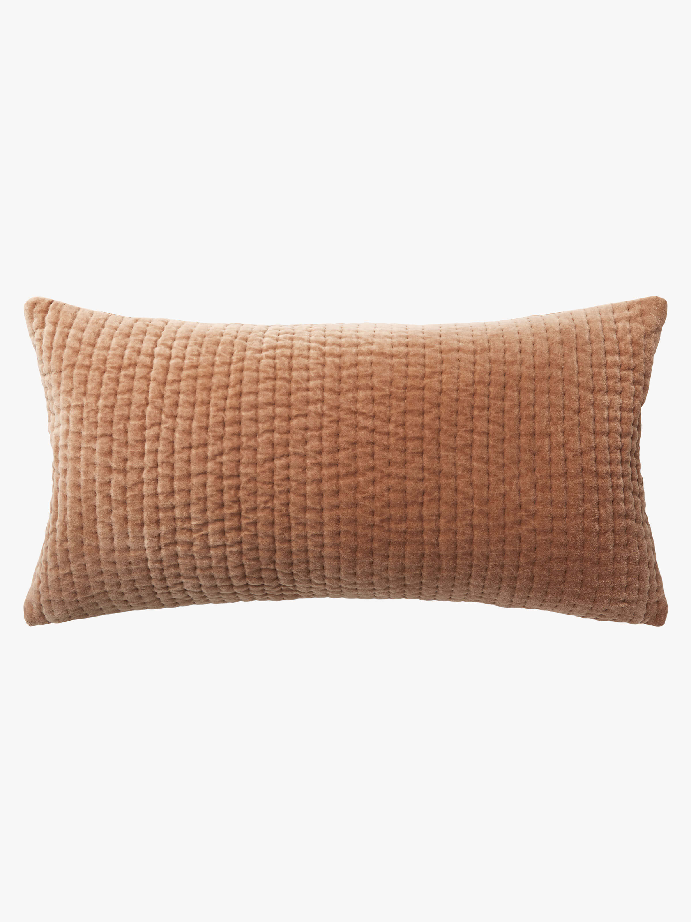 Cino Caramel Cotton Velvet Lumbar Cushion