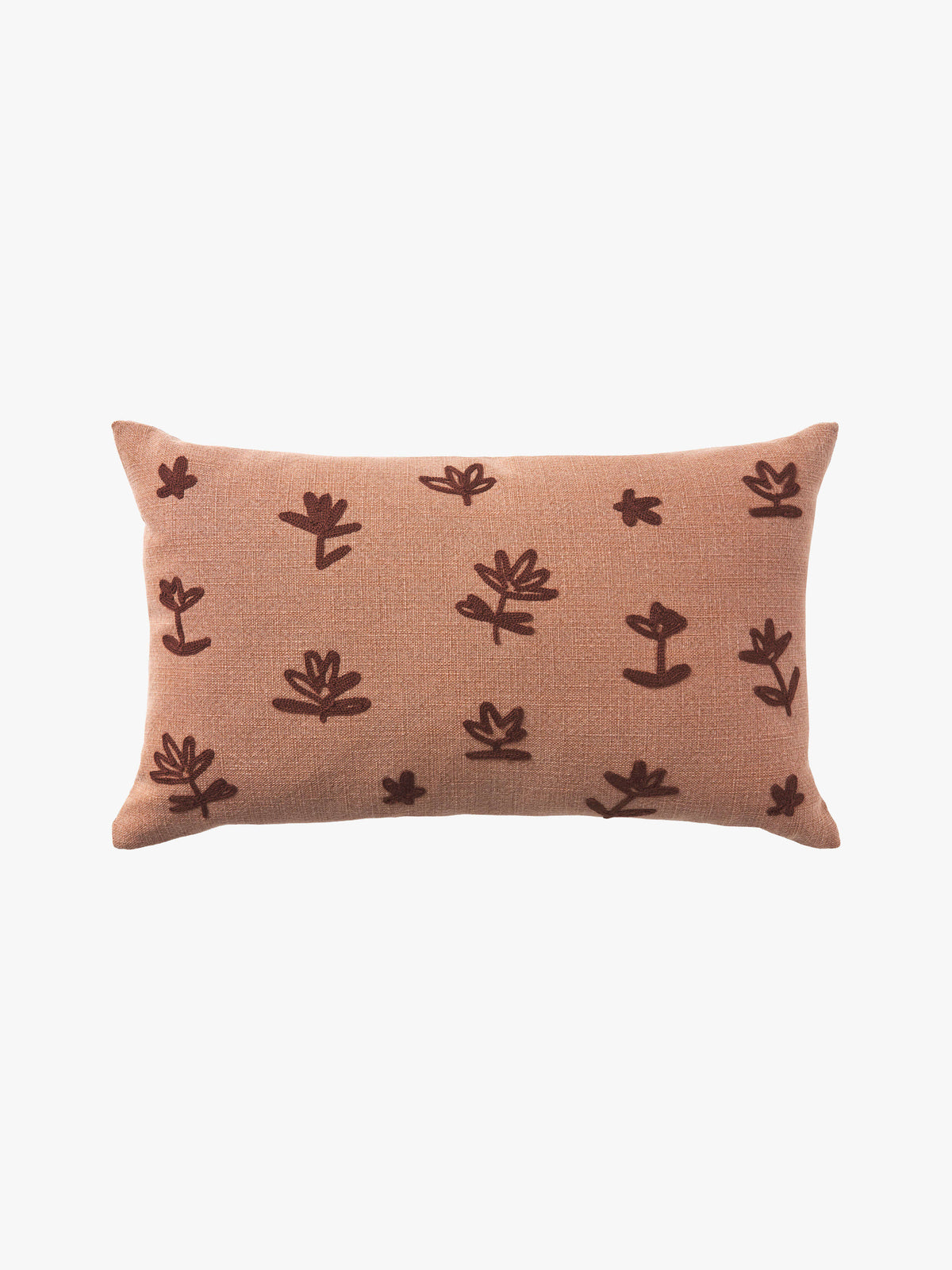 Fleur Clay Embroidered Linen & Cotton Cushion
