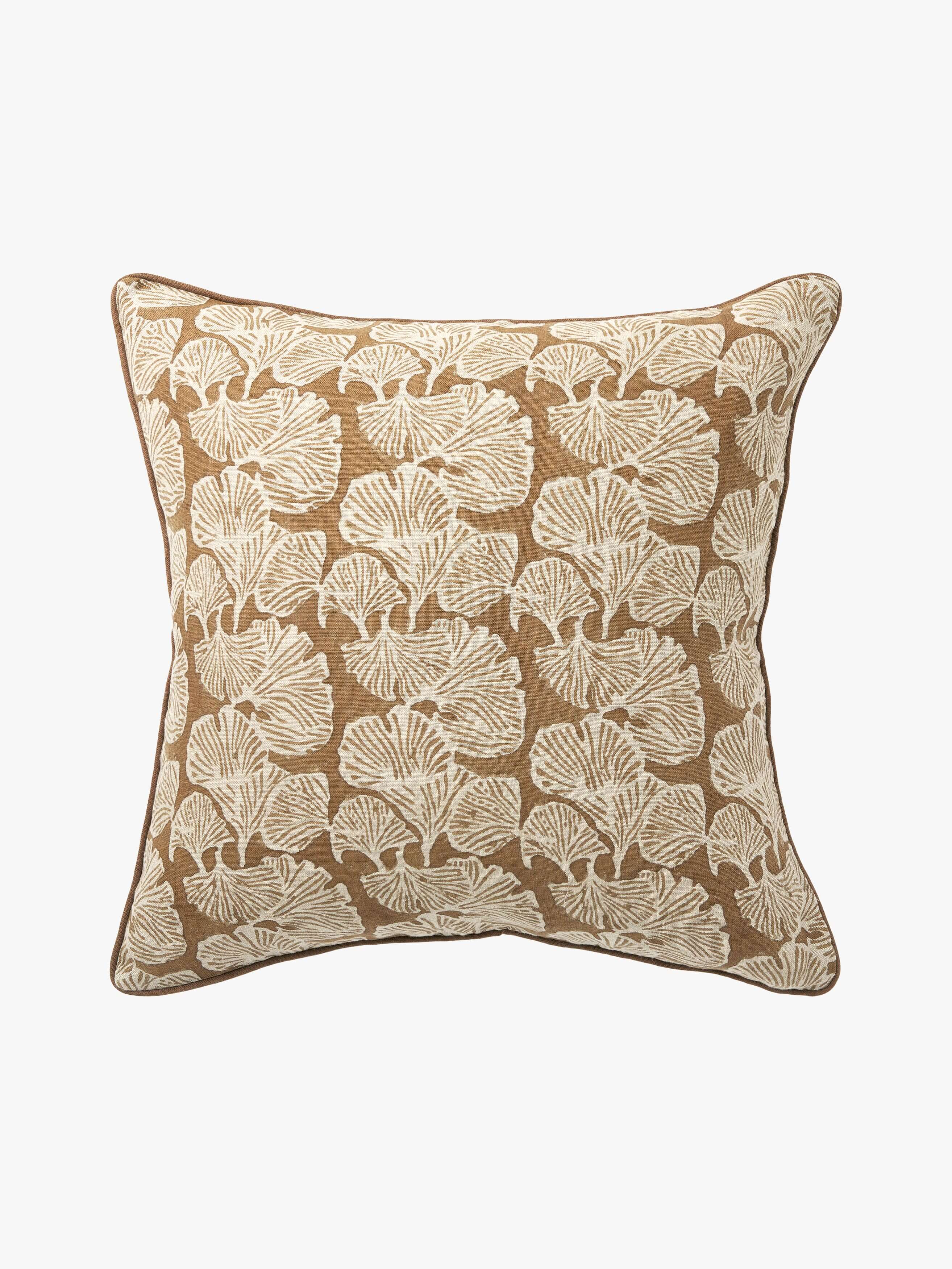 Ginkgo Bronze Linen Cushion