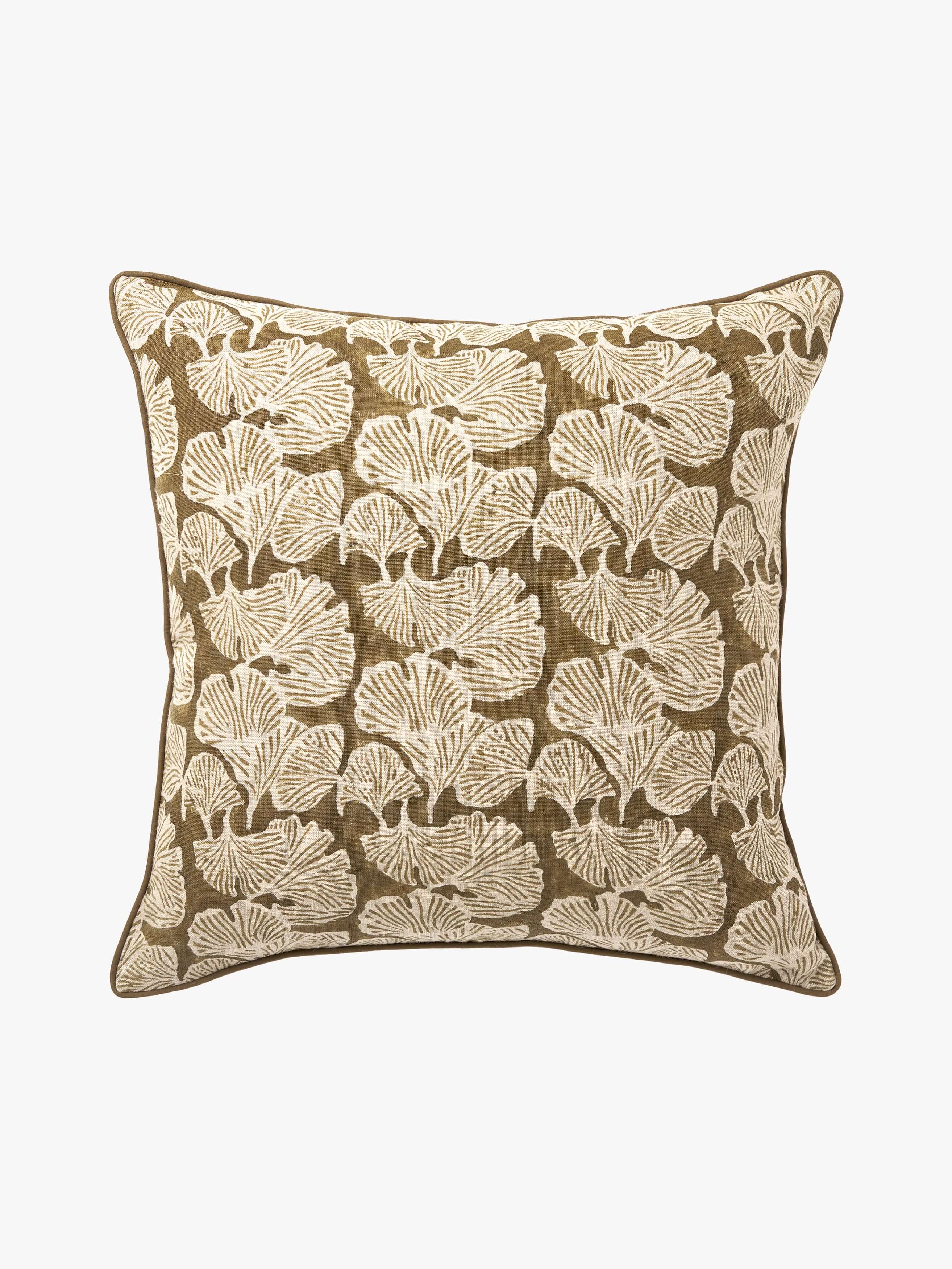 Ginkgo Khaki Linen Cushion