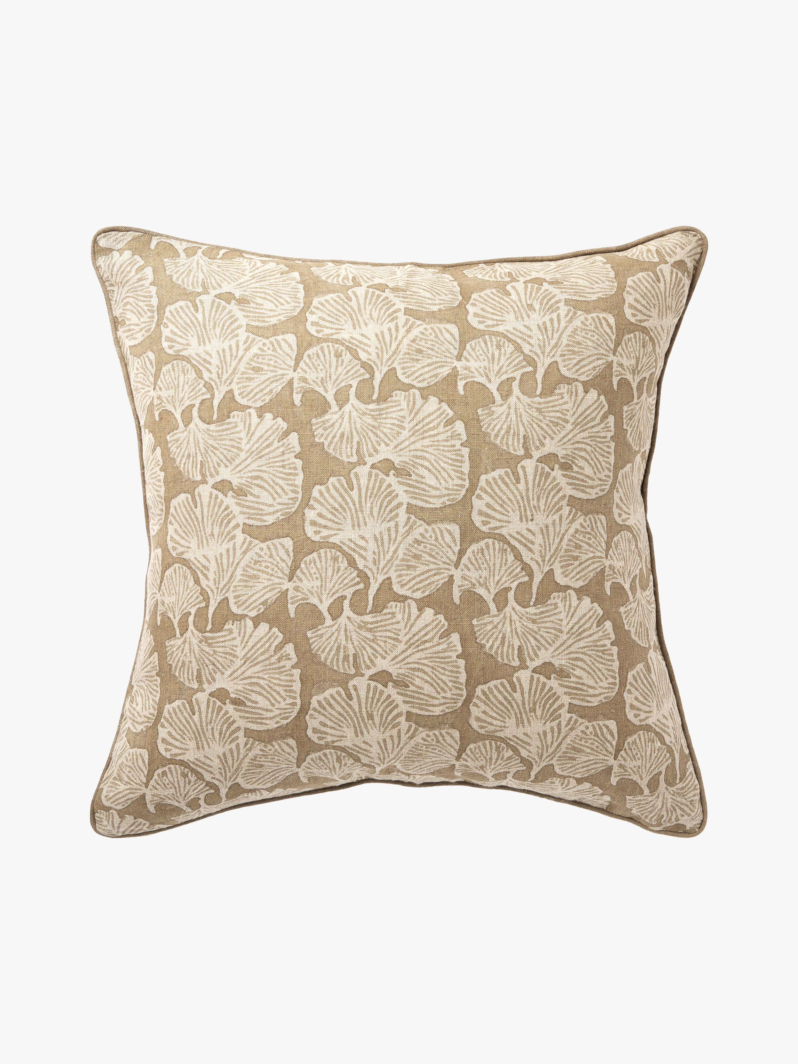 Ginkgo Mocha Linen Cushion