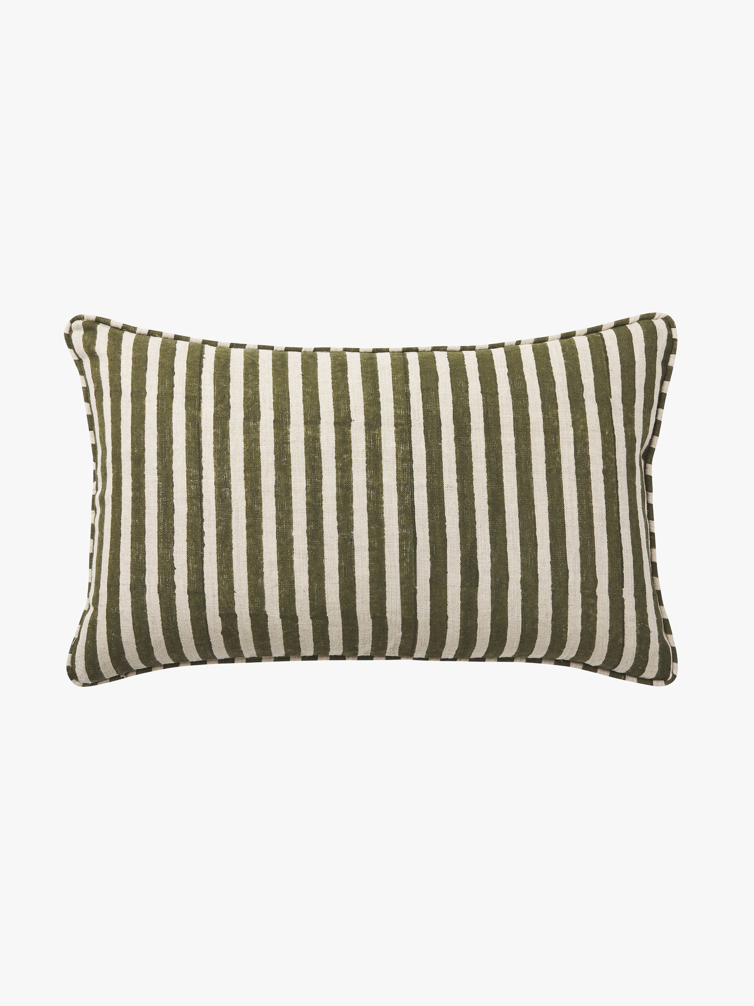 Quinn Olive Reversible Linen Cushion