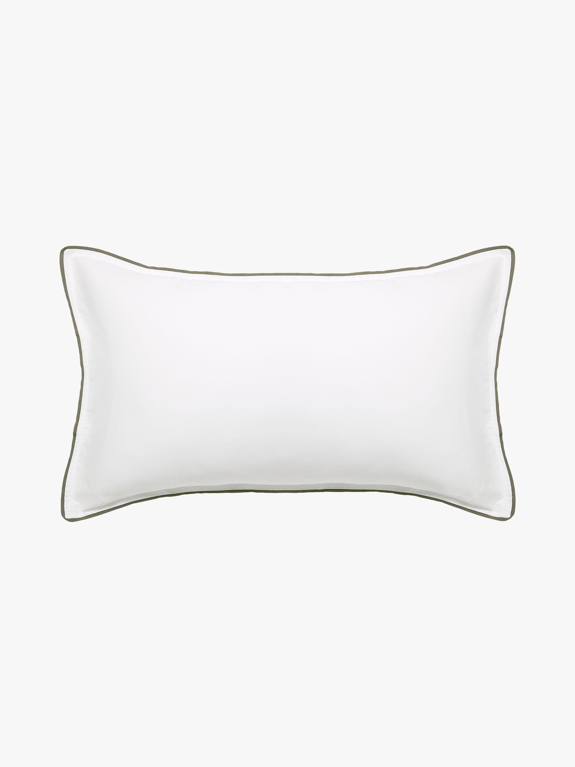 Grosgrain Olive Trim Egyptian Cotton Pillowcases