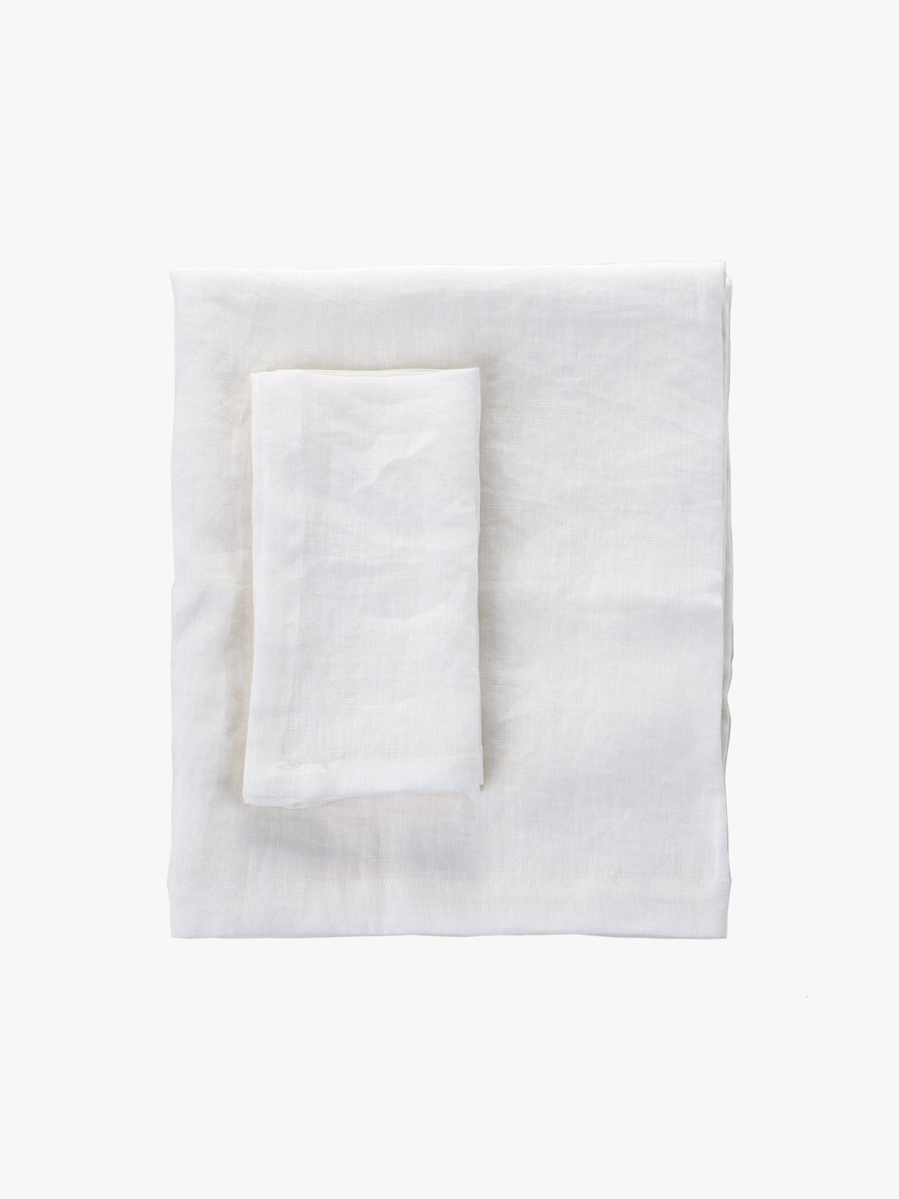 Moss White French Linen Table Cloth